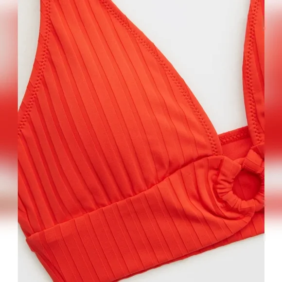 NWT Aerie Wide Rib Longline Plunge Ring Bikini Top - Picture 3 of 5